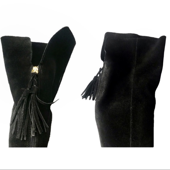 Zara Suede Over The Knee Boot Tassel Back Zip - Picture 2 of 8
